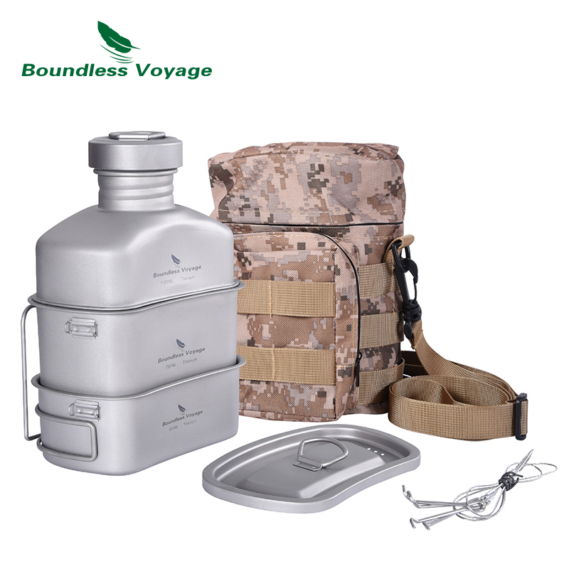 Mess Kit Titanium - Bezgraniczna podróż odkryty wojskowy stołówka butelka