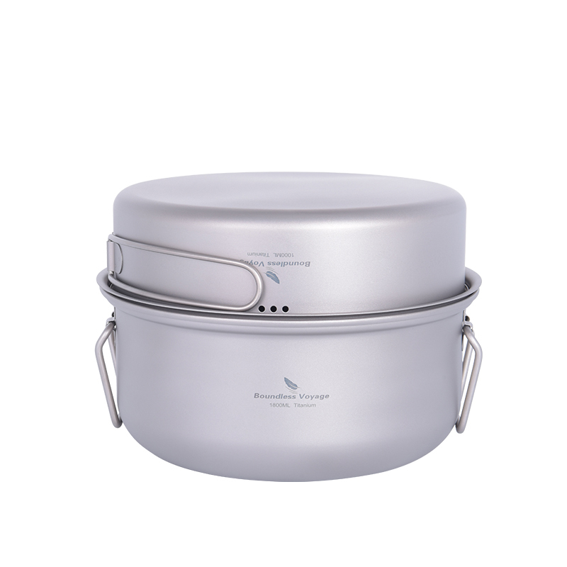Camping Cooking Pot Set - Boundless Voyage Tytanowy Zestaw Naczyń Kempingowych