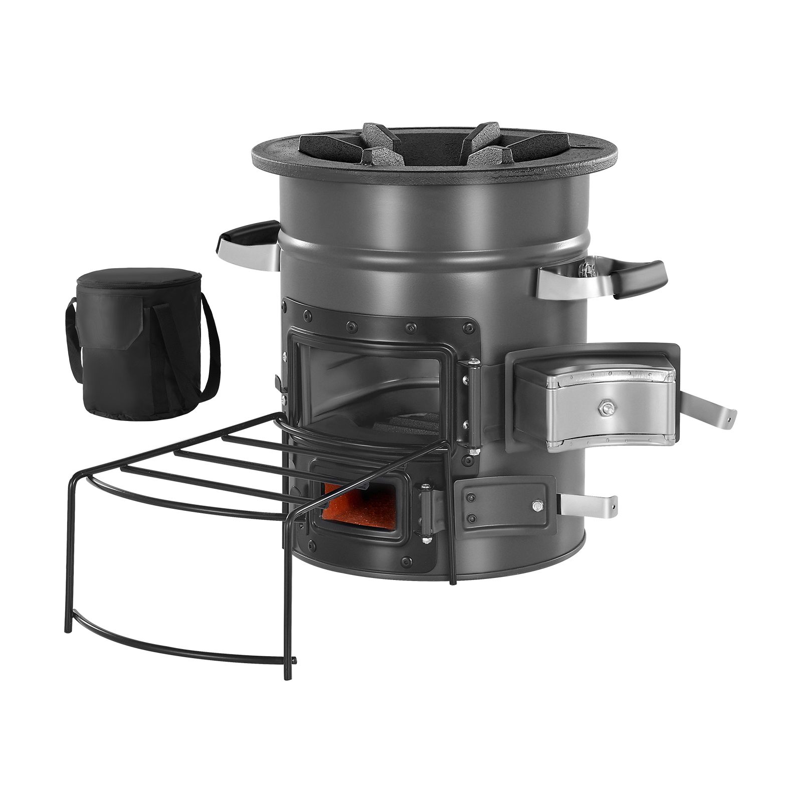 Camping Double Cooking Stove - Przenośny piecyk rakietowy na drewno z