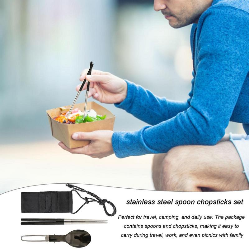 Camping Cooking And Eating Set - Składane pałeczki z łyżką Podróżny zestaw