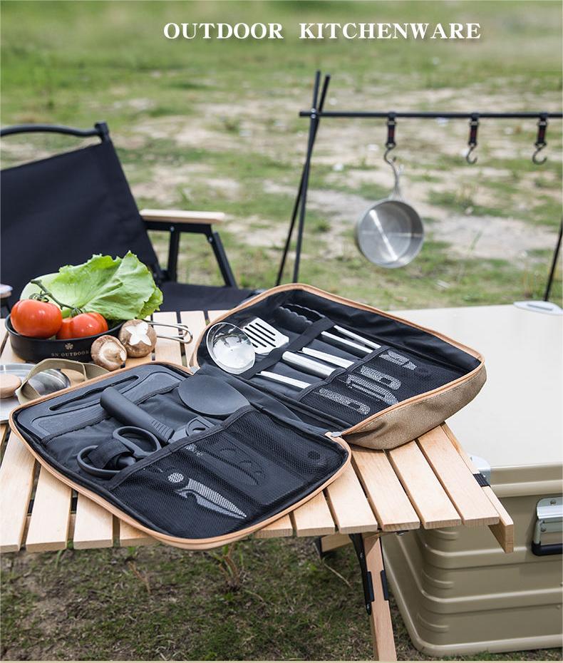 Camping Cooking And Eating Set - 8-częściowy zestaw przyborów kuchennych Outdoor Camping