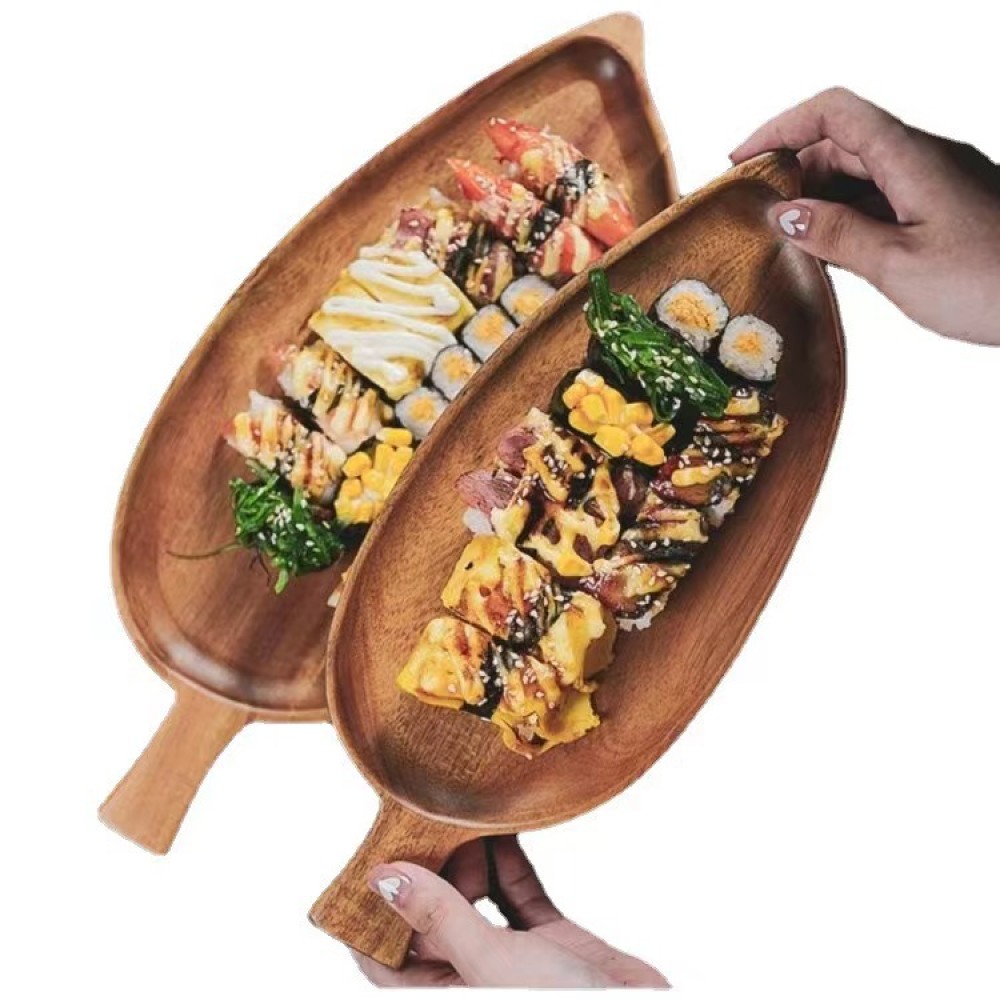 Camping Cooking Meat - Drewniana, wodoodporna taca w kształcie liścia