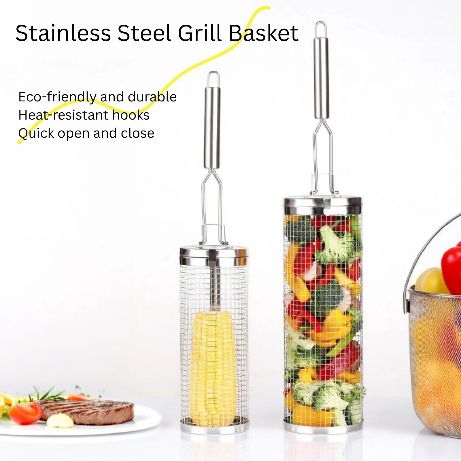Camping Cooking Basket - Kosz do grillowania ze stali nierdzewnej