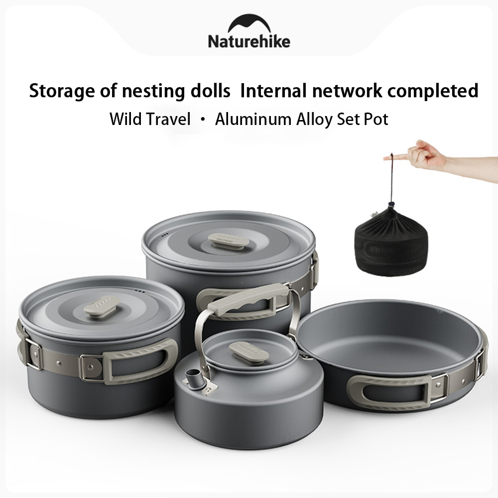 Camping Cooking Pot Set - Naturehike zestaw garnków outdoorowych, sprzęt do