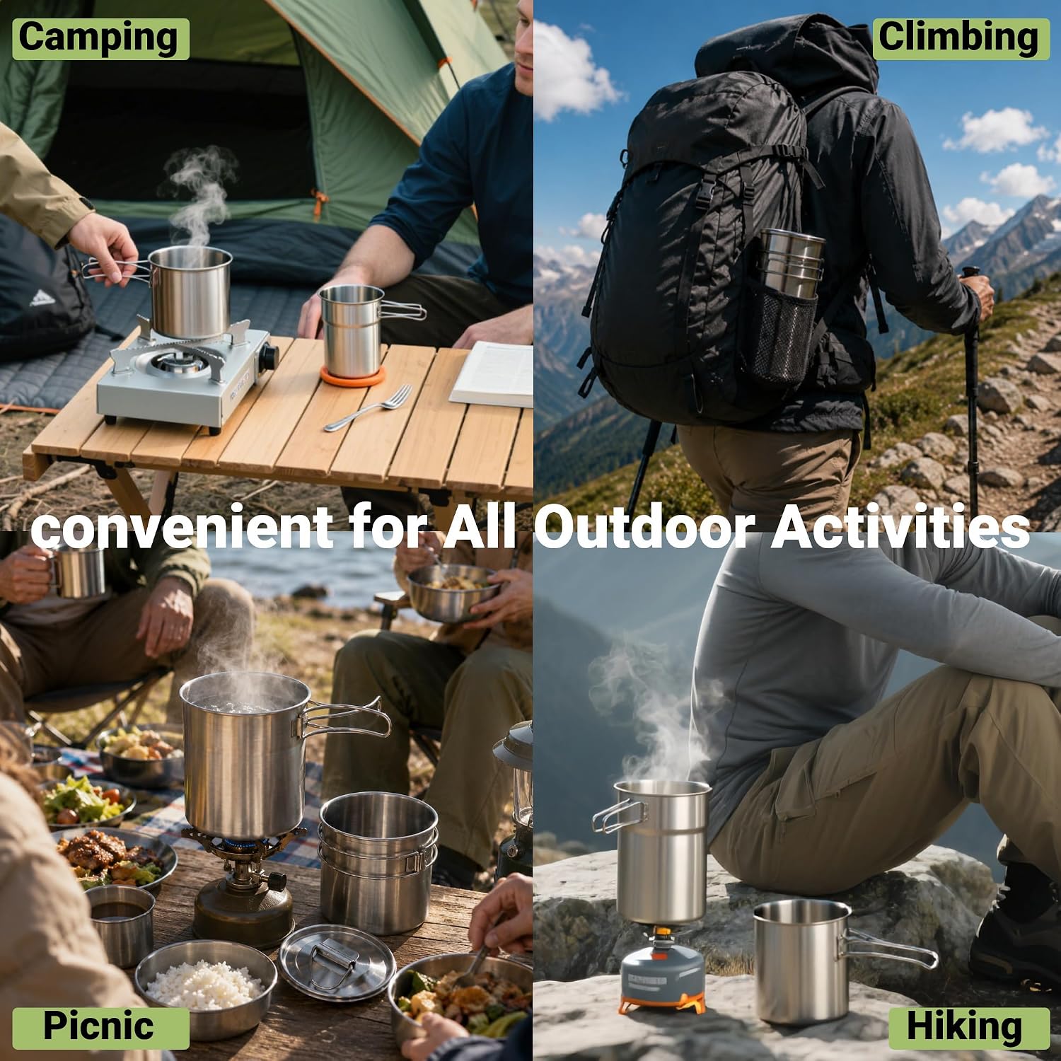 Składane kubki kempingowe, nac – Camping Cooking Pot Set recenzja i cena
