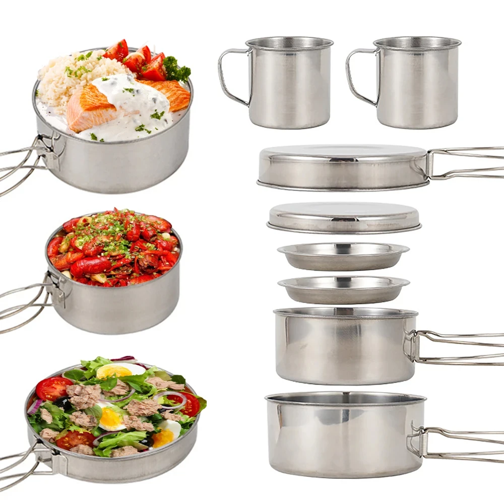 8-częściowy zestaw naczyń kemp – Camping Cooking Pot Set recenzja i cena
