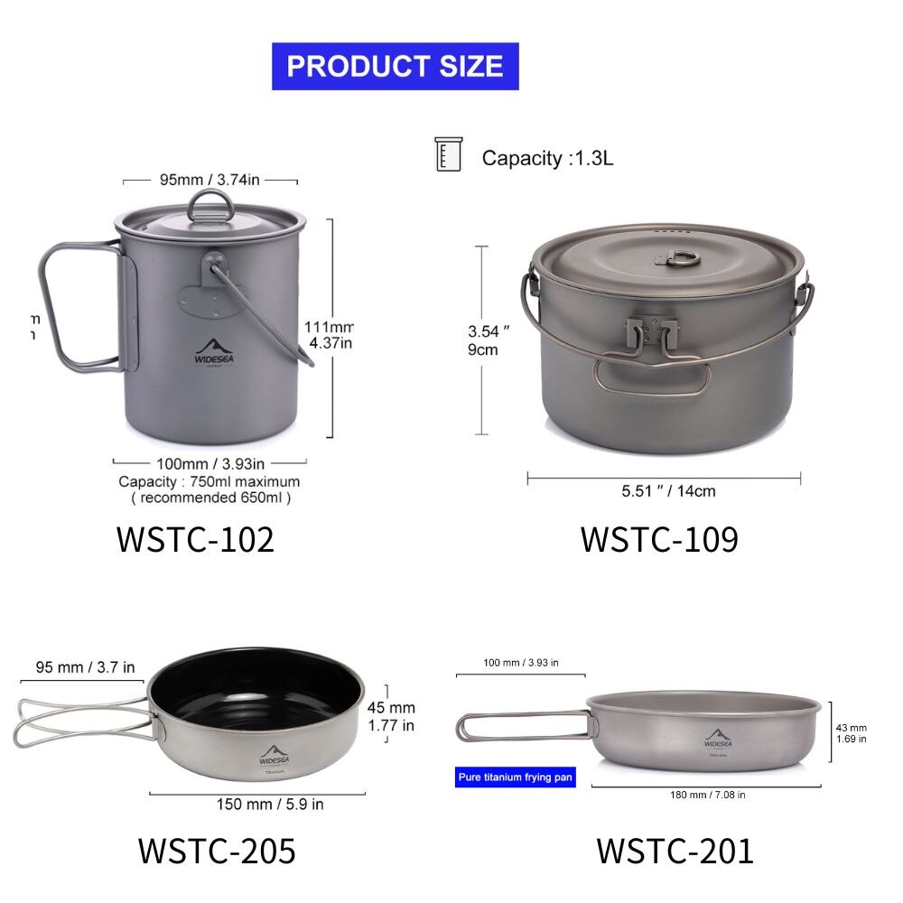 Widesea Camping zastawa stołow – Mess Kit Titanium recenzja i cena