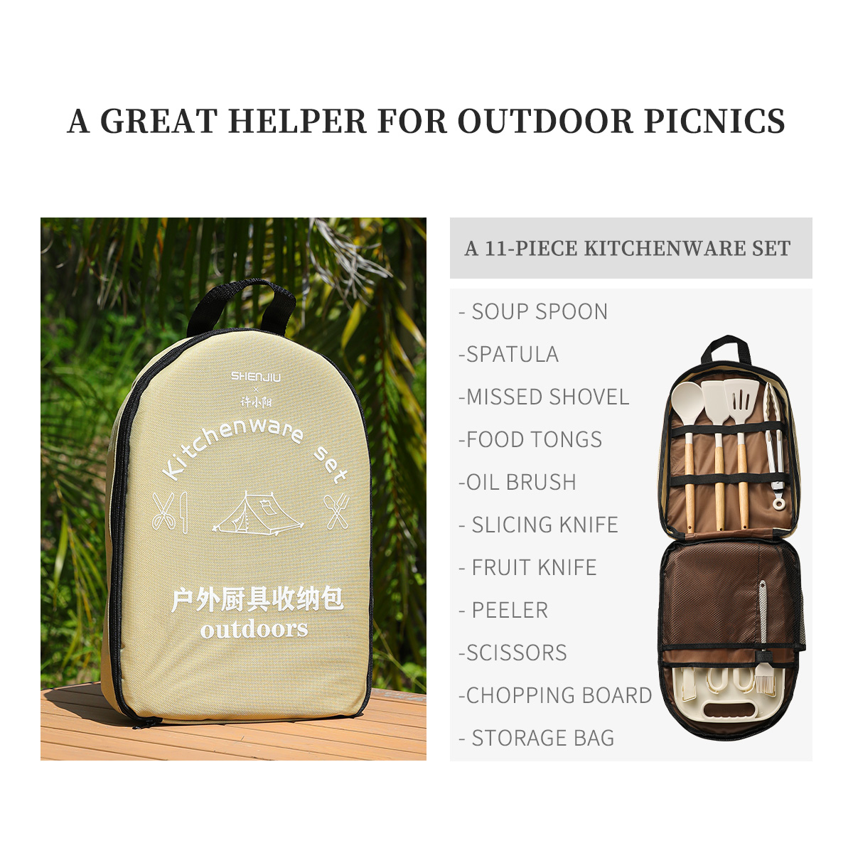 Przenośny Zestaw Piknikowy Nóż – Camping Cooking Set Non Stick recenzja i cena