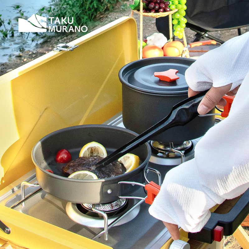 Zestaw naczyń kempingowych do  – Camping Cooking Set Non Stick recenzja i cena