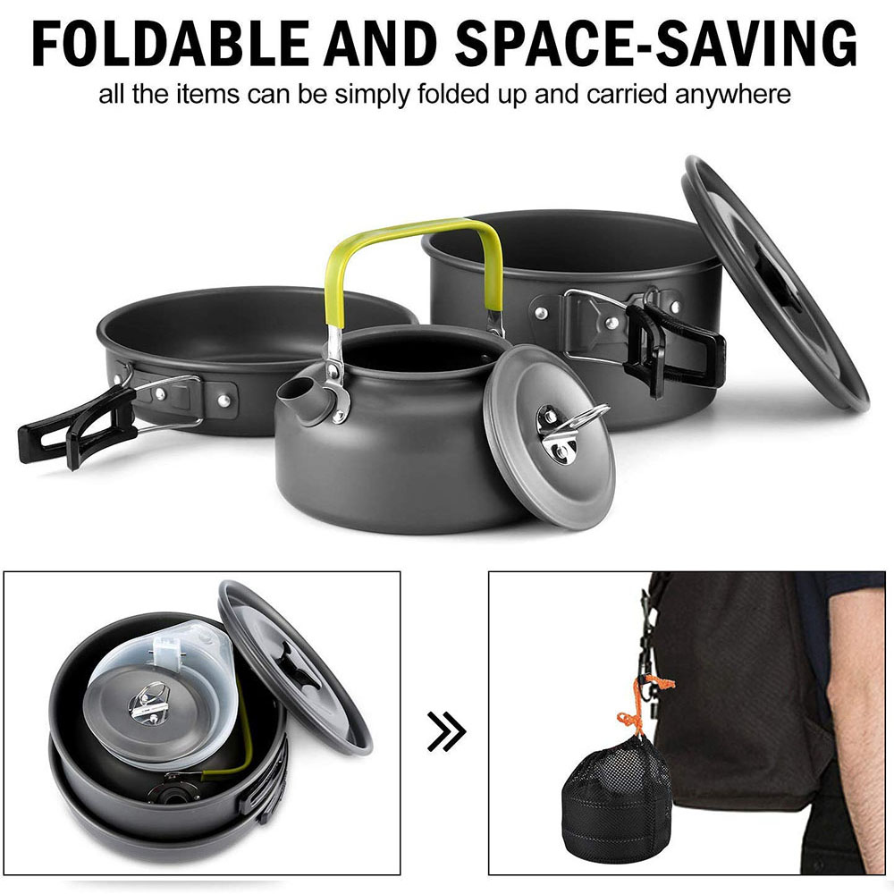 Zestaw naczyń kuchennych do bi – Camping Cooking Pot Set recenzja i cena